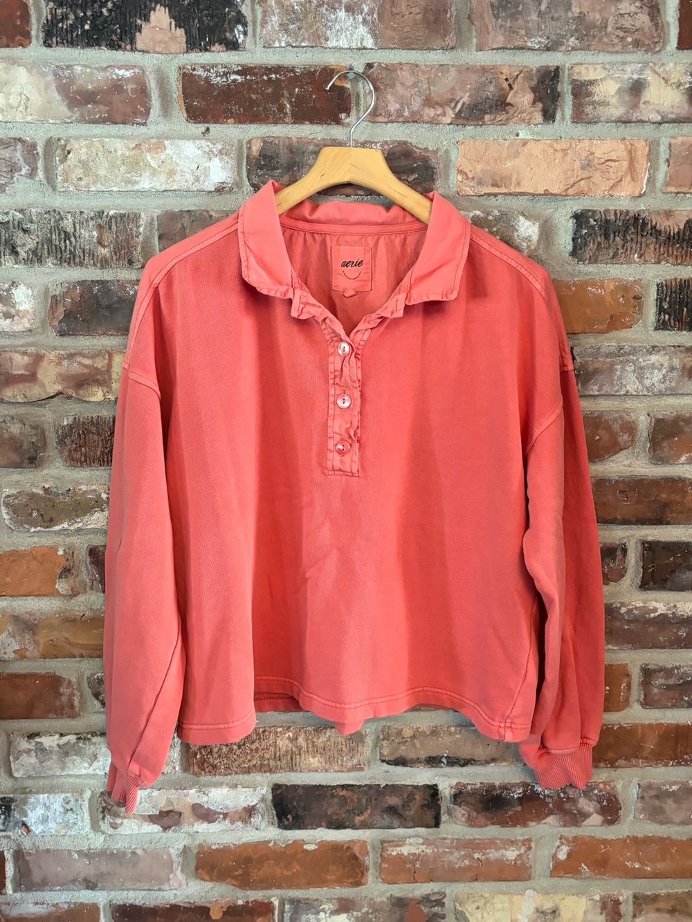 Aerie Orange First Class Polo Sweatshirt Top, S